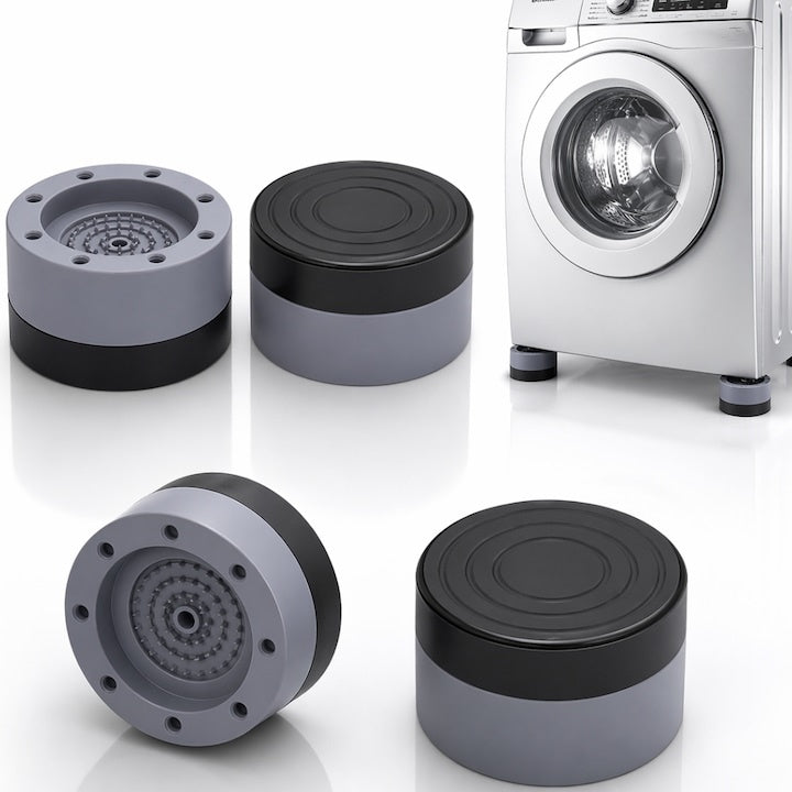 Set 4 suporturi antivibratii din plastic pentru mașina de spălat, gri