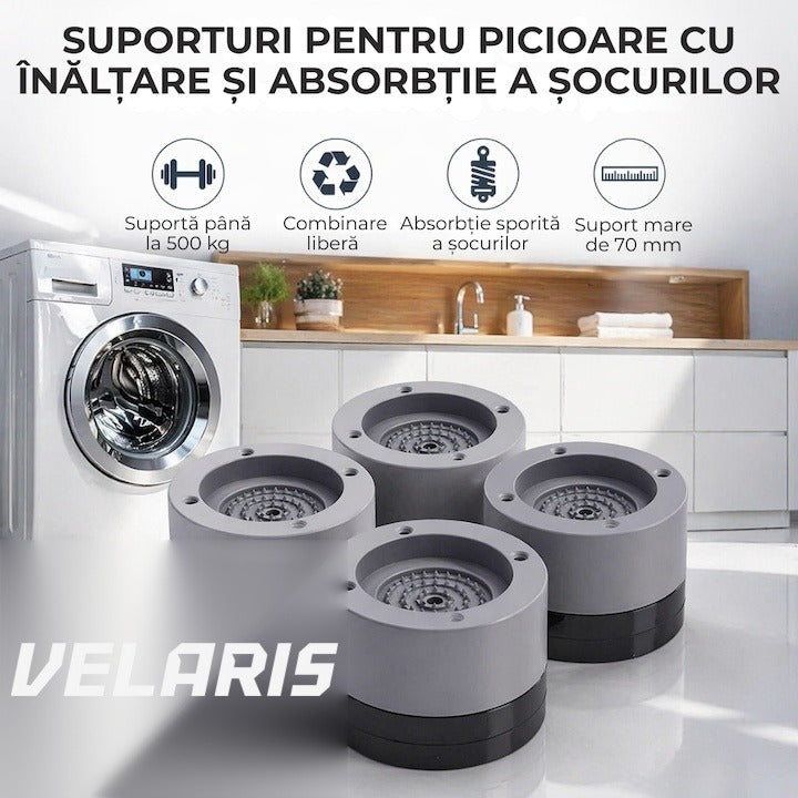 Set 4 suporturi antivibratii din plastic pentru mașina de spălat, gri