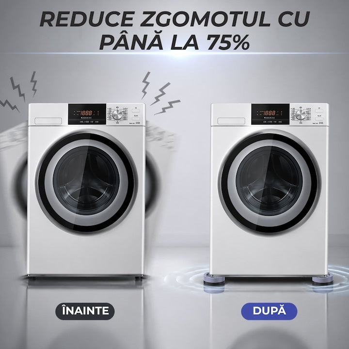 Set 4 suporturi antivibratii din plastic pentru mașina de spălat, gri