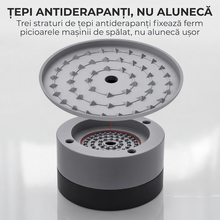 Set 4 suporturi antivibratii din plastic pentru mașina de spălat, gri