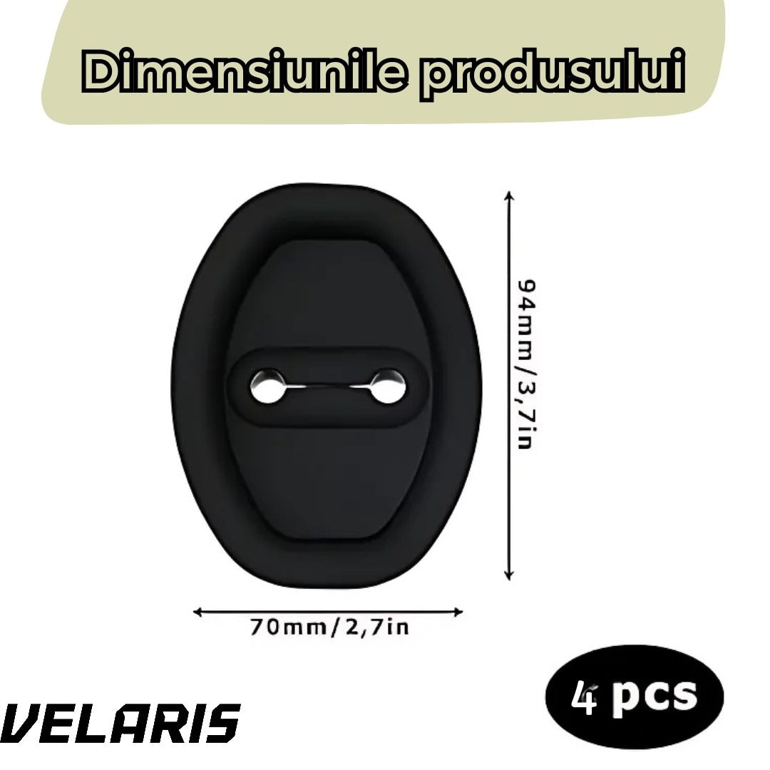 Set 4 protectii pentru incuietori auto, capace din silicon pentru protectia si decorul usilor, negru