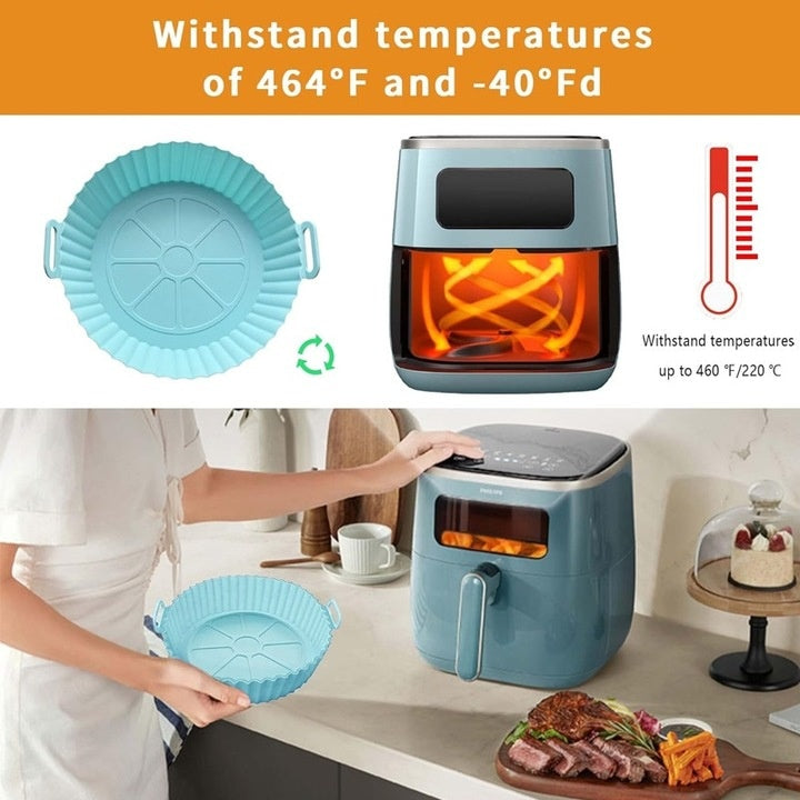 Set 4 tăvi Silicon pentru Airfryer, Reutilizabile, Multicolor, 20x17x5cm