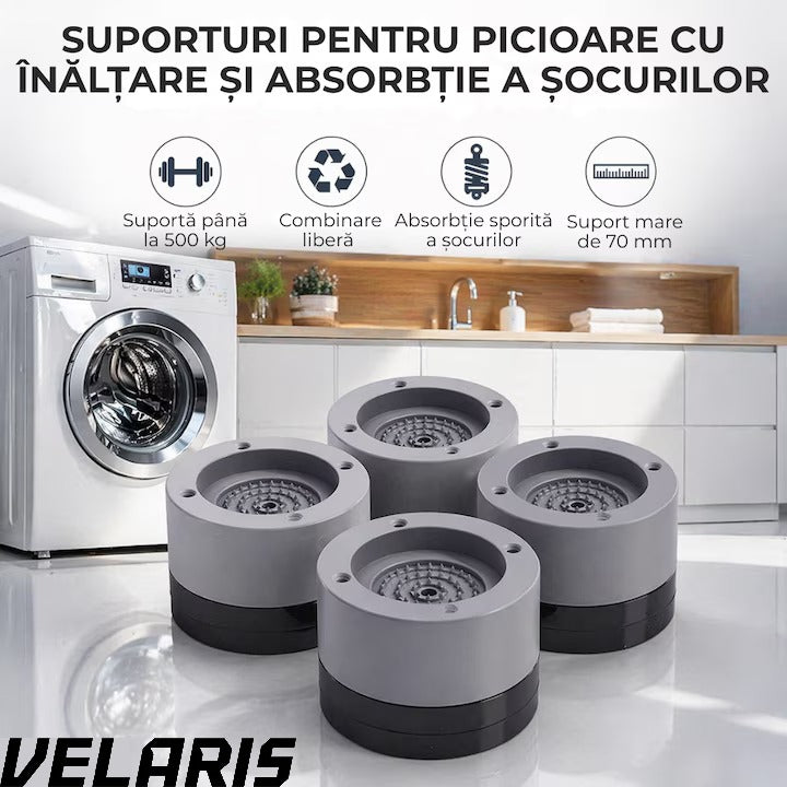Set 4 Tampoane pentru Picioare din Plastic, Gri Protectie si Stabilitate pentru Masina de Spalat