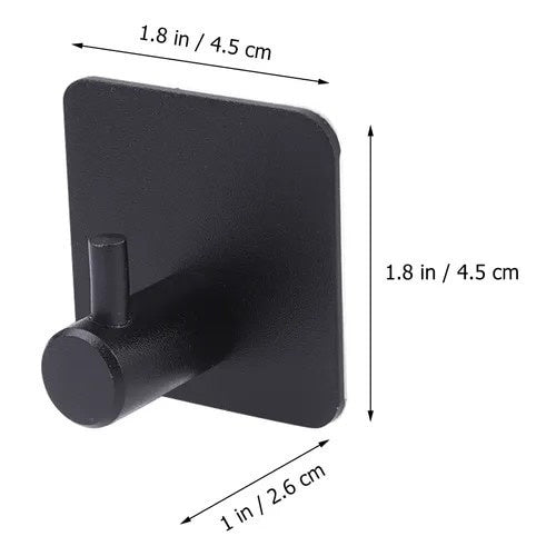 Set 4 cârlige perete oțel inoxidabil, fără găurire, 2 negre + 2 argintii