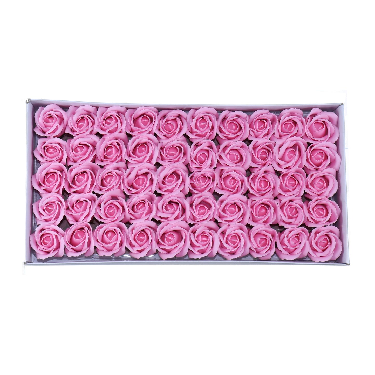 Set 50 trandafiri săpun 5x5 cm, culoare roz pal, decorare și cadou