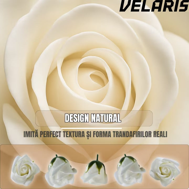 Set 50 trandafiri din sapun, 5x5 cm, calitate premium, decor si cadou elegant, Alb