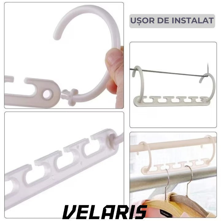 Set 8 Suporturi Agatatori Umerase 5 in 1 pentru Organizare