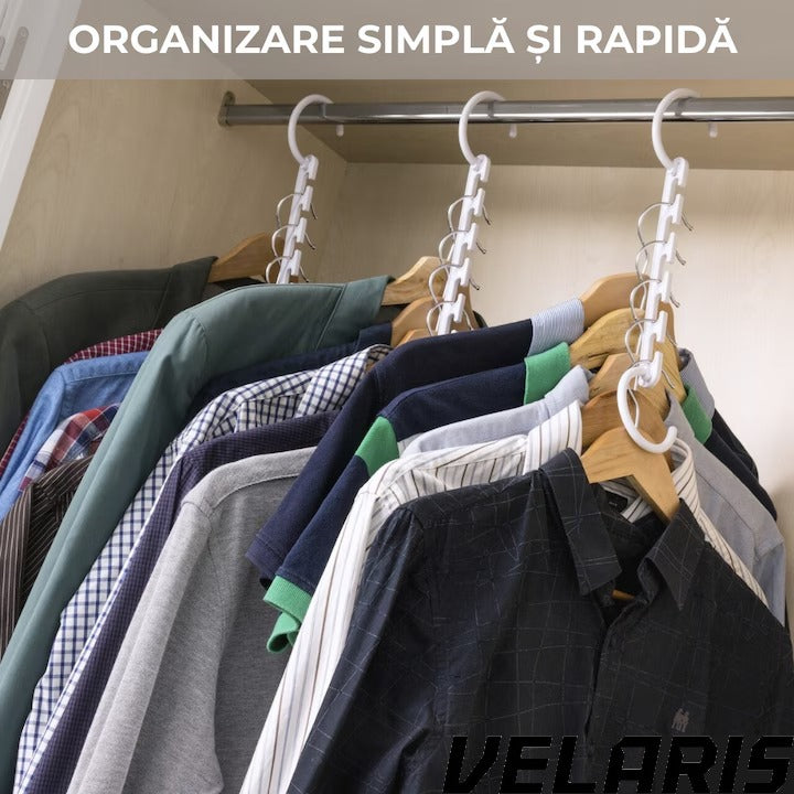 Set 8 Suporturi Agatatori Umerase 5 in 1 pentru Organizare
