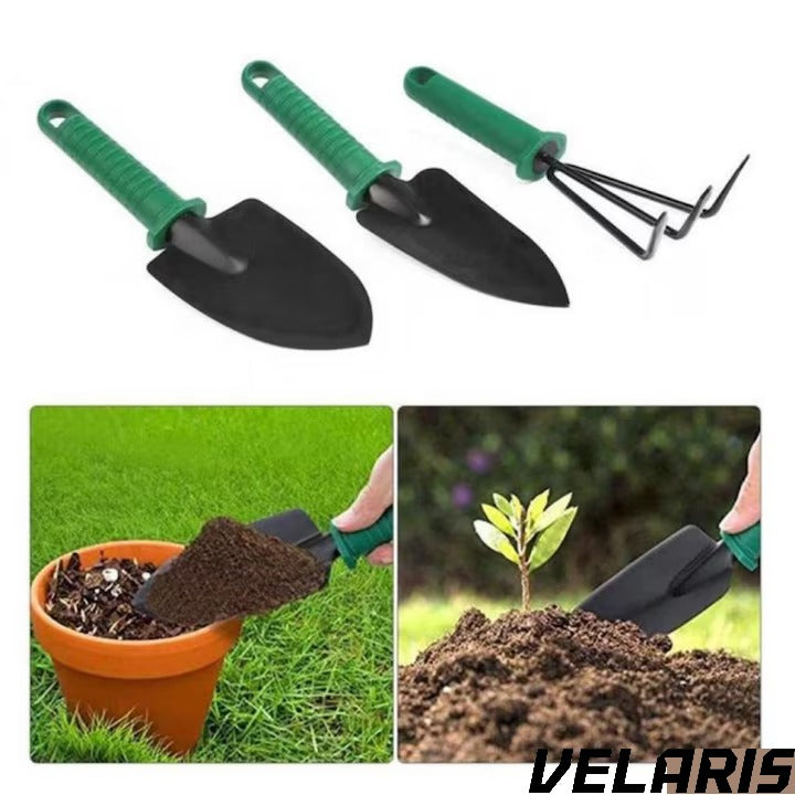 Set accesorii gradinarit 10 piese, unelte din inox si plastic, foarfeca, lopata, pulverizator, geanta inclusa