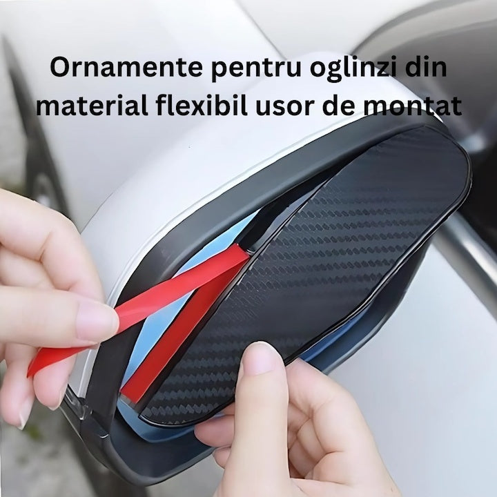 Set 2 deflectoare oglinzi auto carbon negru 185mm