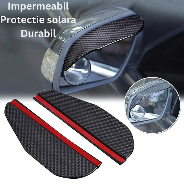 Set 2 deflectoare oglinzi auto carbon negru 185mm