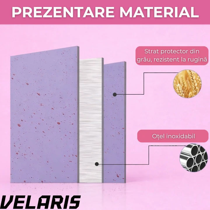 Set cutite bucatarie 7 piese, otel inoxidabil, foarfece, curatator legume, tocator inclus, pentru carne, fructe si legume