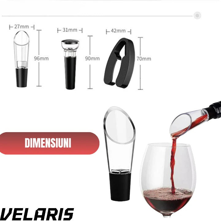 Set Deschizator de Sticle de Vin 4 in 1, Tirbuson Profesional cu Taietor de Folie, Dop Vacuum si Picurator