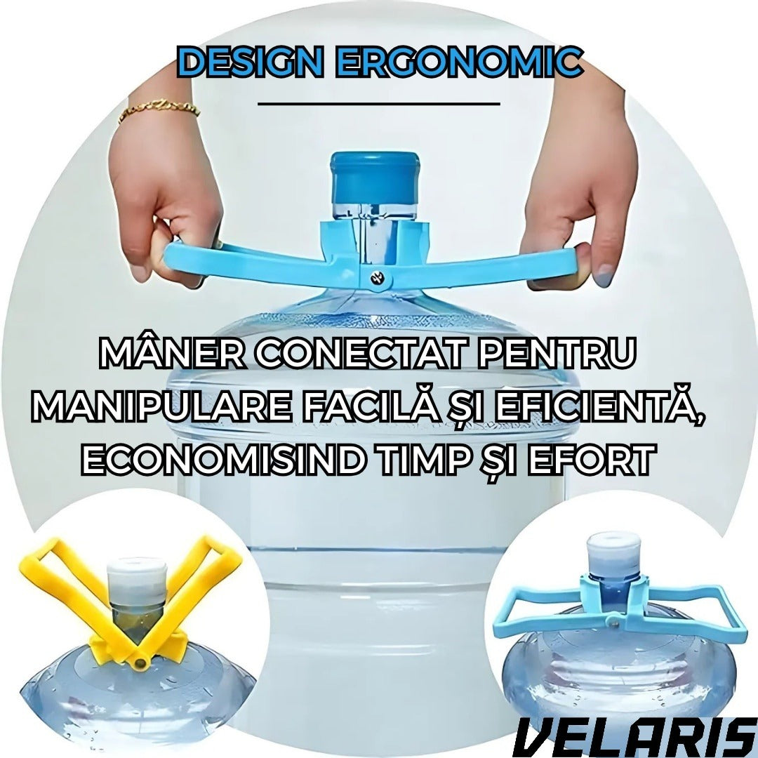Set manere pentru bidoane si sticle, plastic rezistent, 14.2 x 12.8 cm, galben & albastru, ergonomic, usor de utilizat
