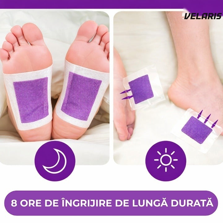 Set 10 plasturi detoxifianti pentru picioare cu lavanda, detoxifiere naturala