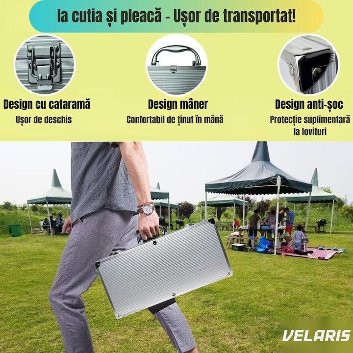 Set 10 ustensile grătar din inox premium, geantă de transport din aluminiu căptușit