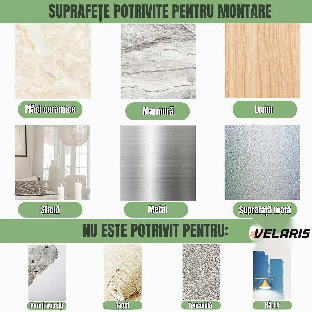 Set 10 cârlige autoadezive transparente, impermeabile, ABS, rotire 180°, reutilizabile