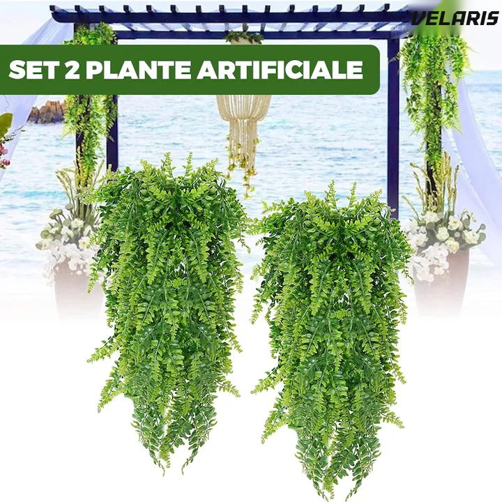 Set 2 plante artificiale iedera, ramuri suspendate, 85 cm, verde