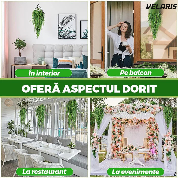 Set 2 plante artificiale iedera, ramuri suspendate, 85 cm, verde