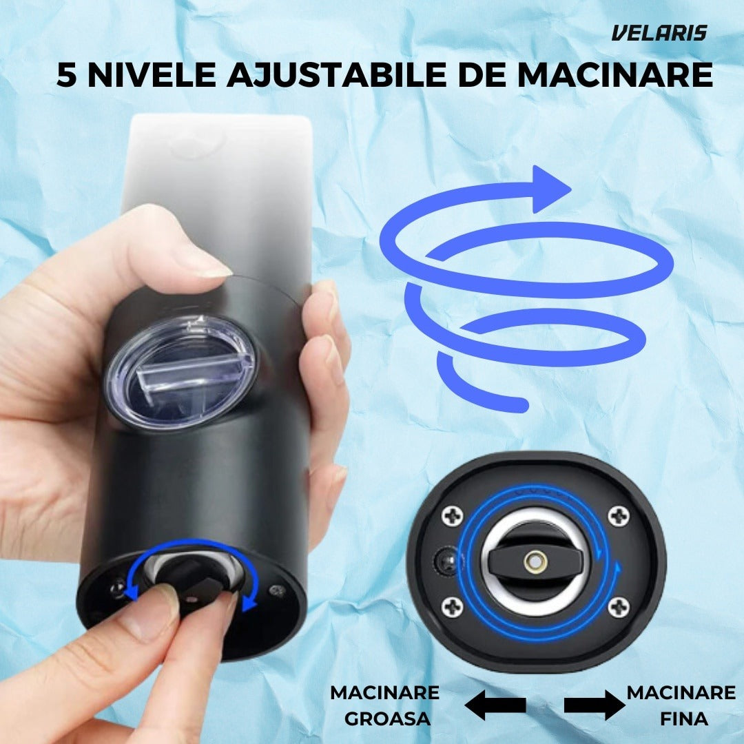 Set 2 rasnite electrice reîncărcabile pentru sare, piper și condimente, ușor de folosit
