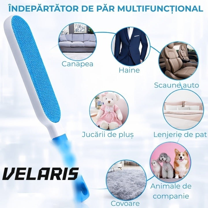 Set 2 perii pentru păr de animale cu sistem de autocurățare, compacte, alb/albastru