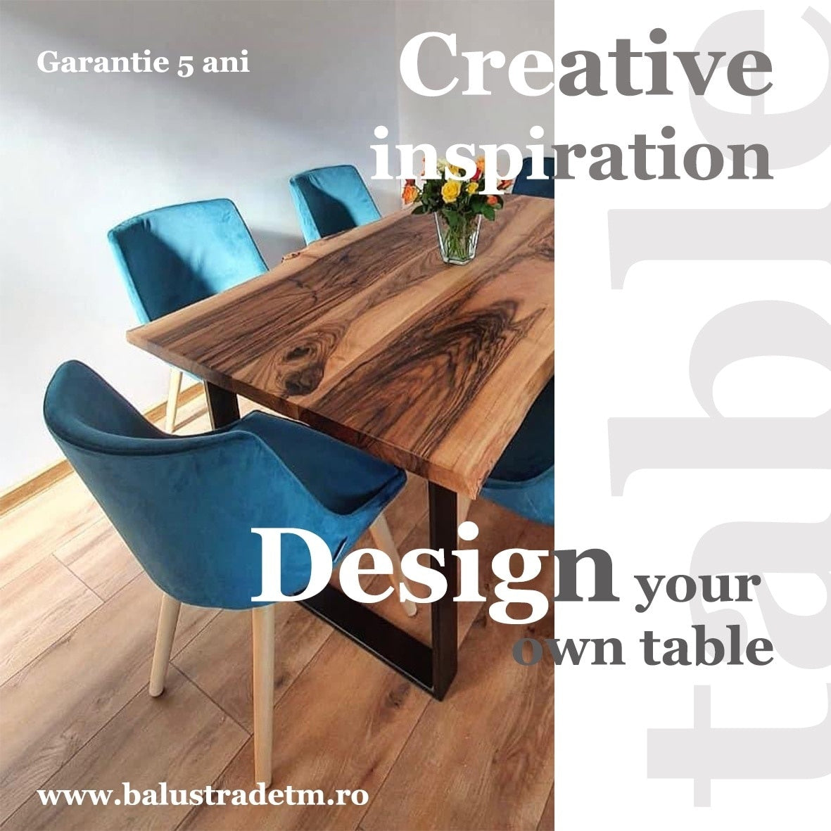 Set 2 picioare de masă, profil plat 80 mm, metal negru, 72x60x8 cm, design industrial