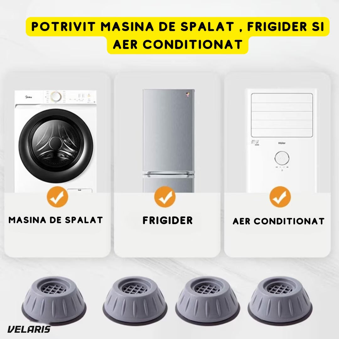 Set 4 suporturi anti-vibrații cauciuc natural, fără alunecare, pentru mașini spălat