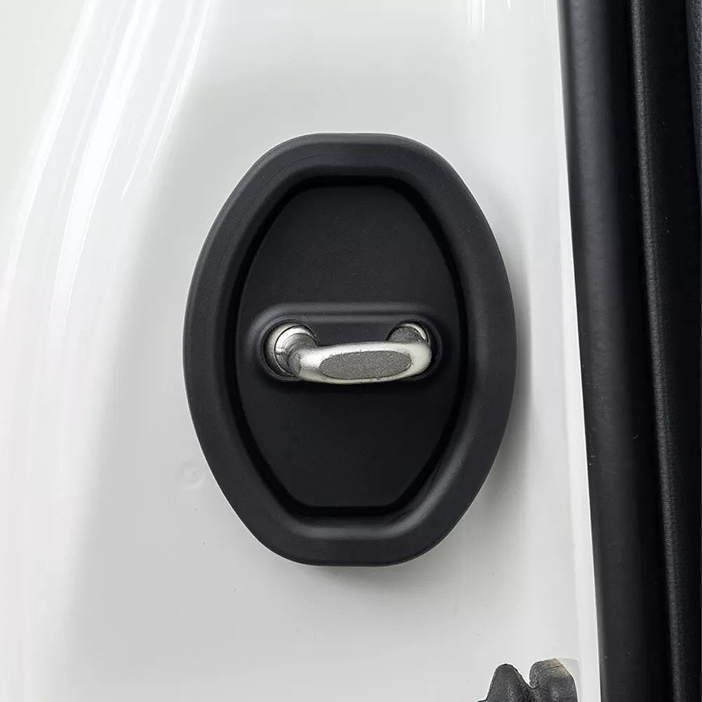 Set 4 protecții pentru broasca ușii auto, capace silicon, negru