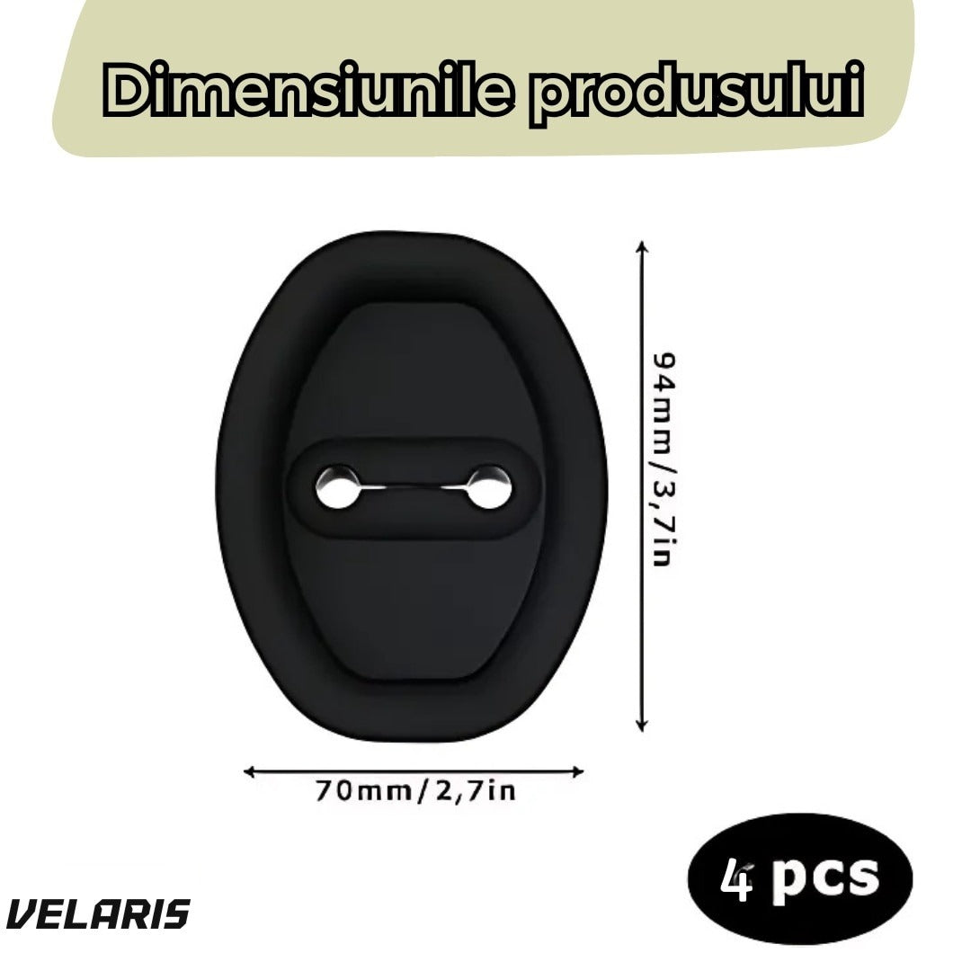 Set 4 protecții pentru broasca ușii auto, capace silicon, negru