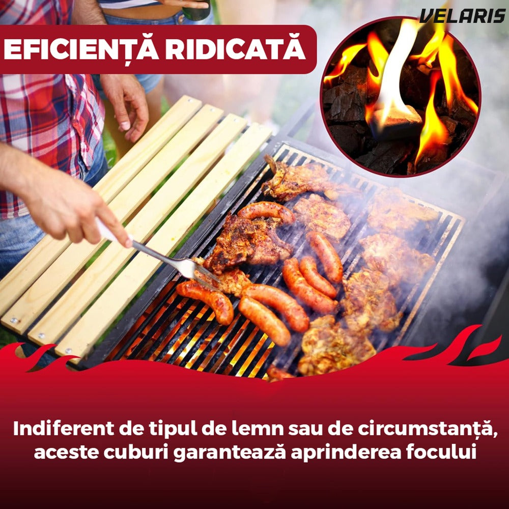 Set 40 cuburi aprindere foc, tablete fără miros, timp ardere 8+ minute
