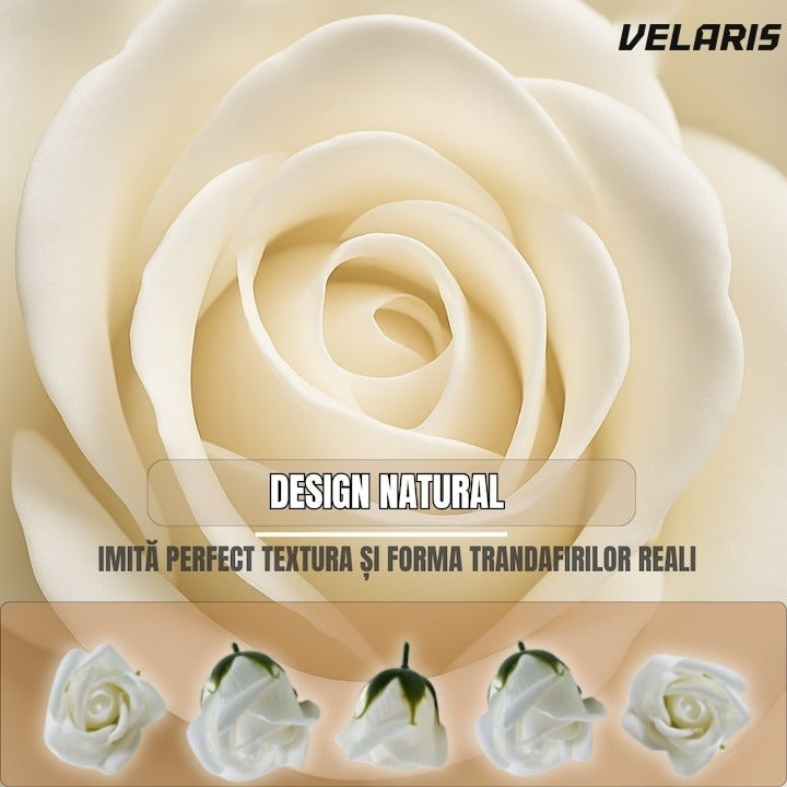 Set 50 trandafiri din săpun, 5x5 cm, calitate premium, decorațiune și cadou, alb