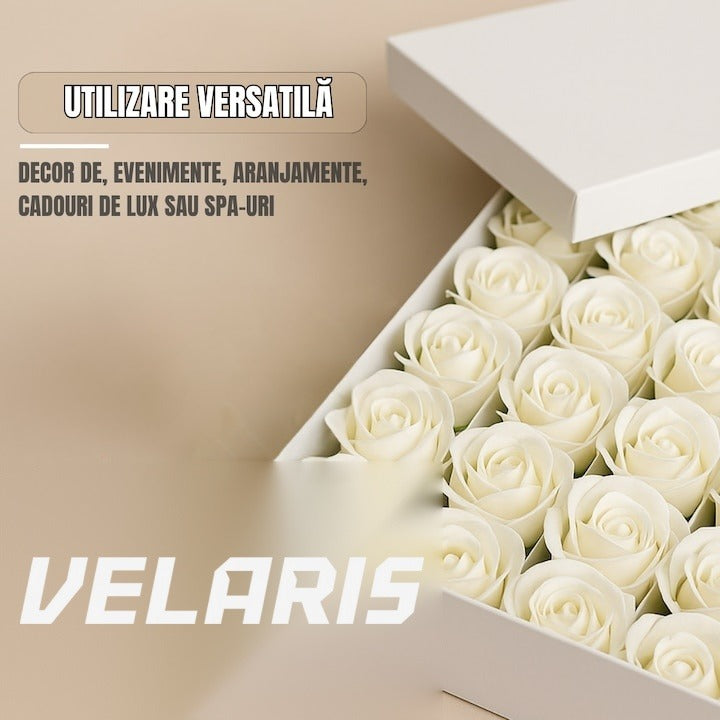 Set 50 trandafiri din săpun, 5x5 cm, calitate premium, decorațiune și cadou, alb