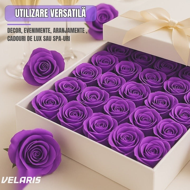 Set 50 trandafiri din săpun, 5x5 cm, calitate premium, decorațiune și cadou, mov