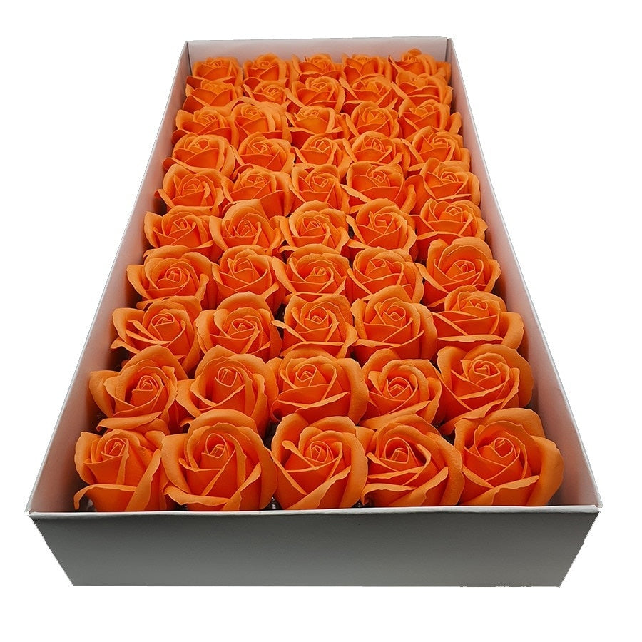Set 50 Trandafiri din Săpun, 5x5 cm, Portocaliu, Decorație Elegantă
