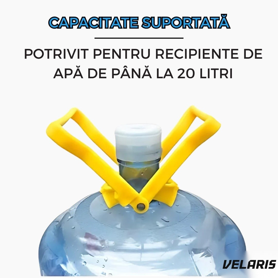 Set 2 mânere ergonomice pentru bidoane și sticle, plastic rezistent, 14.2 x 12.8 cm, galben și albastru