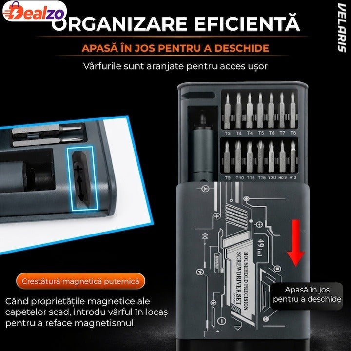Șurubelniță electrică de precizie 49 în 1, reîncărcabilă, 400mAh Li-ion, gri