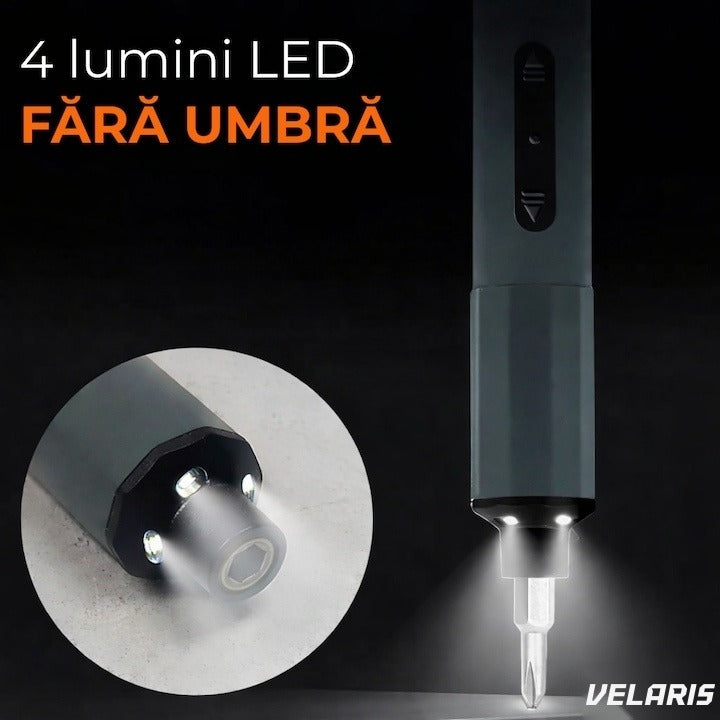 Șurubelniță electrică de precizie 49 în 1, reîncărcabilă, 400mAh Li-ion, gri