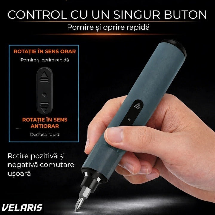 Șurubelniță electrică de precizie 49 în 1, reîncărcabilă, 400mAh Li-ion, gri