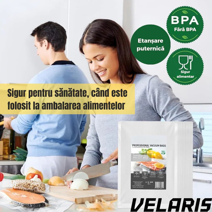 Set pungi vidat 20x30 cm, 50 bucati, rezistente, pentru sous-vide si depozitare