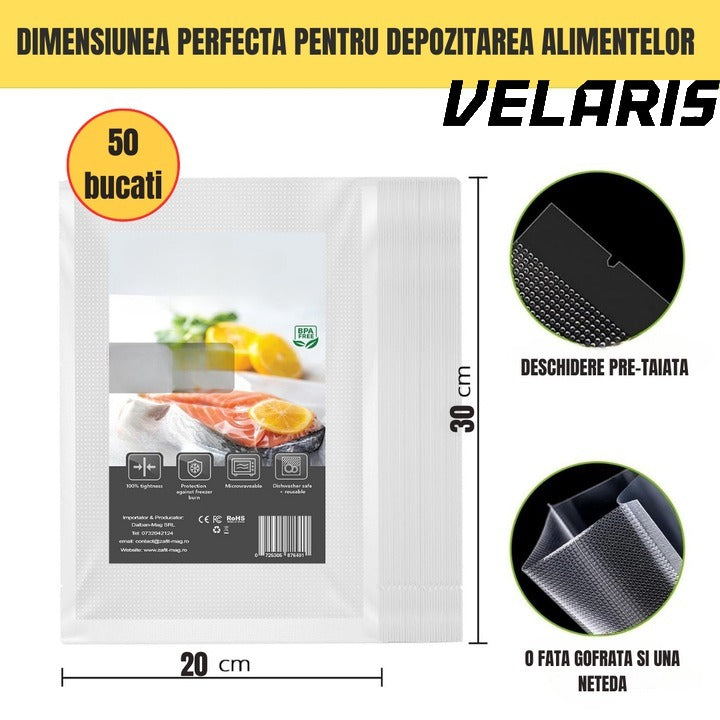 Set pungi vidat 20x30 cm, 50 bucati, rezistente, pentru sous-vide si depozitare