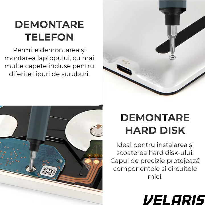 Set Surubelnita Electrica de Precizie 49 in 1, Reincarcabila, Fara Fir, pentru Reparatii Mobile, Baterie Li-ion 400mAh