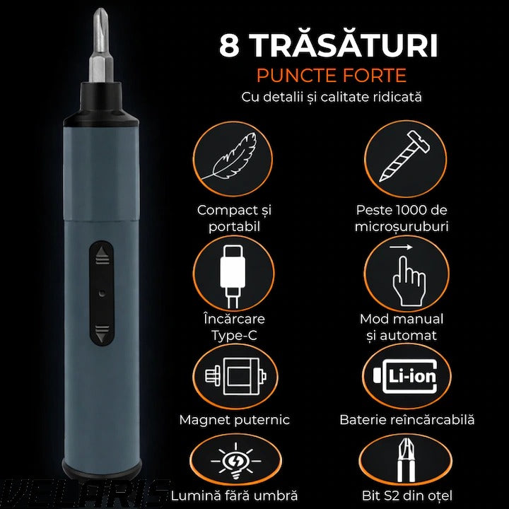 Set Surubelnita Electrica de Precizie 49 in 1, Reincarcabila, Fara Fir, pentru Reparatii Mobile, Baterie Li-ion 400mAh