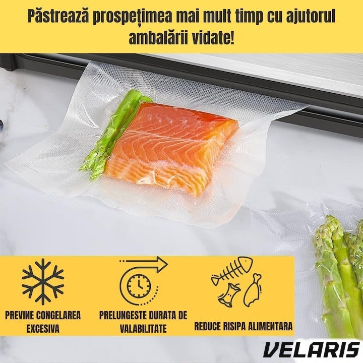 Set 50 pungi vidat alimentar 17x25 cm, reutilizabile, pentru congelare și conservare