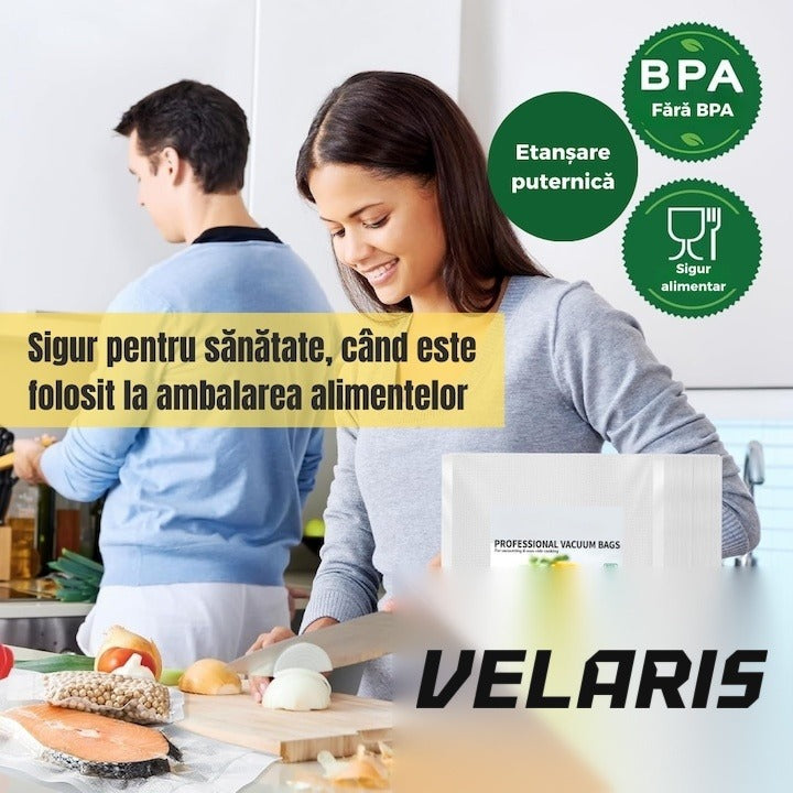 Set 50 pungi vidat alimentar 17x25 cm, reutilizabile, pentru congelare și conservare