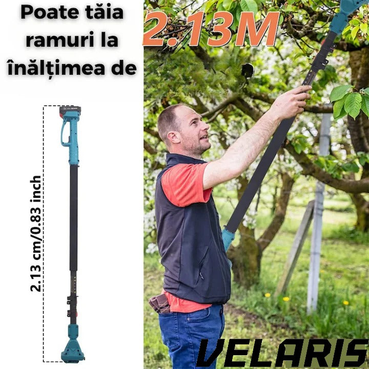 Set Foarfeca Electrica si Drujba cu Brat Extensibil, Taiere Rapida si Usoara la Inaltime, Acumulator Inclus
