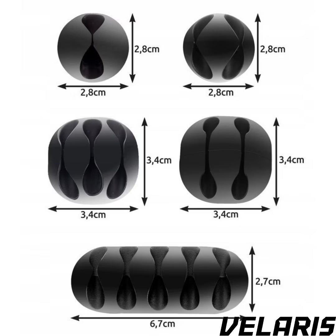 Set suport organizare cabluri, 10 bucati, 5 dimensiuni diferite, autoadeziv, negru