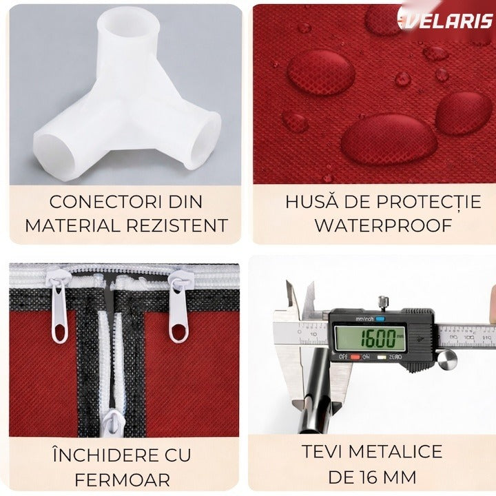 Dulap textil dublu pentru încălțăminte, 6 niveluri, 36 perechi, roșu, 120x30x118 cm