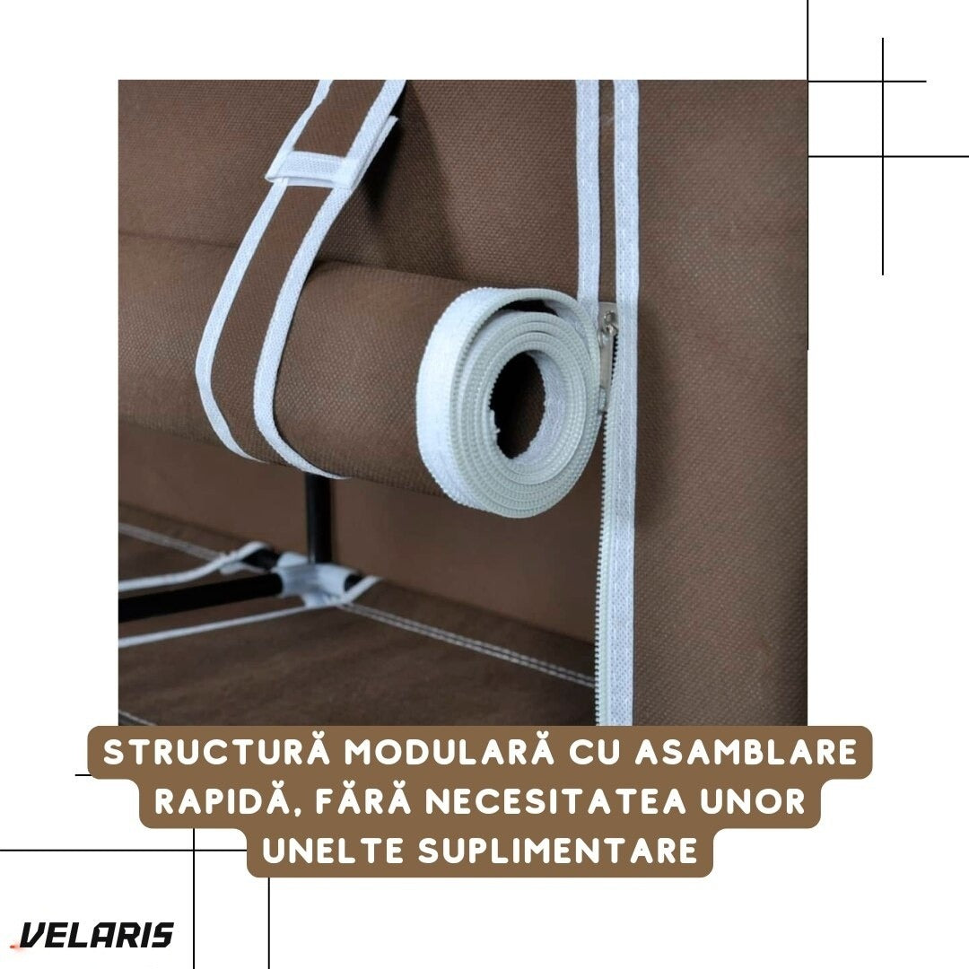 Dulap textil pentru încălțăminte, 5 niveluri, 30 perechi, maro, 115x28x110 cm