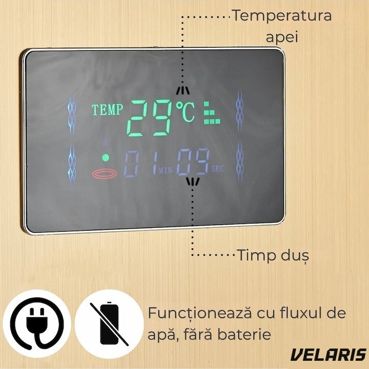 Panou Duș Hidromasaj 5 Funcții LED Digital Oțel Inoxidabil Aur Satin 120 cm