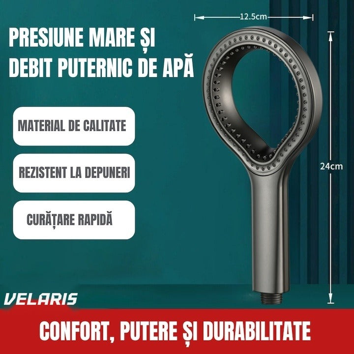 Saloneta dus cu jet reglabil, multiple moduri de pulverizare, finisaj gri